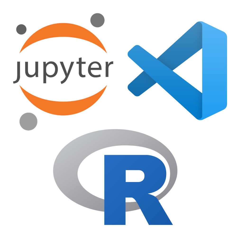 Jupyter + VSCode + RLang Logo